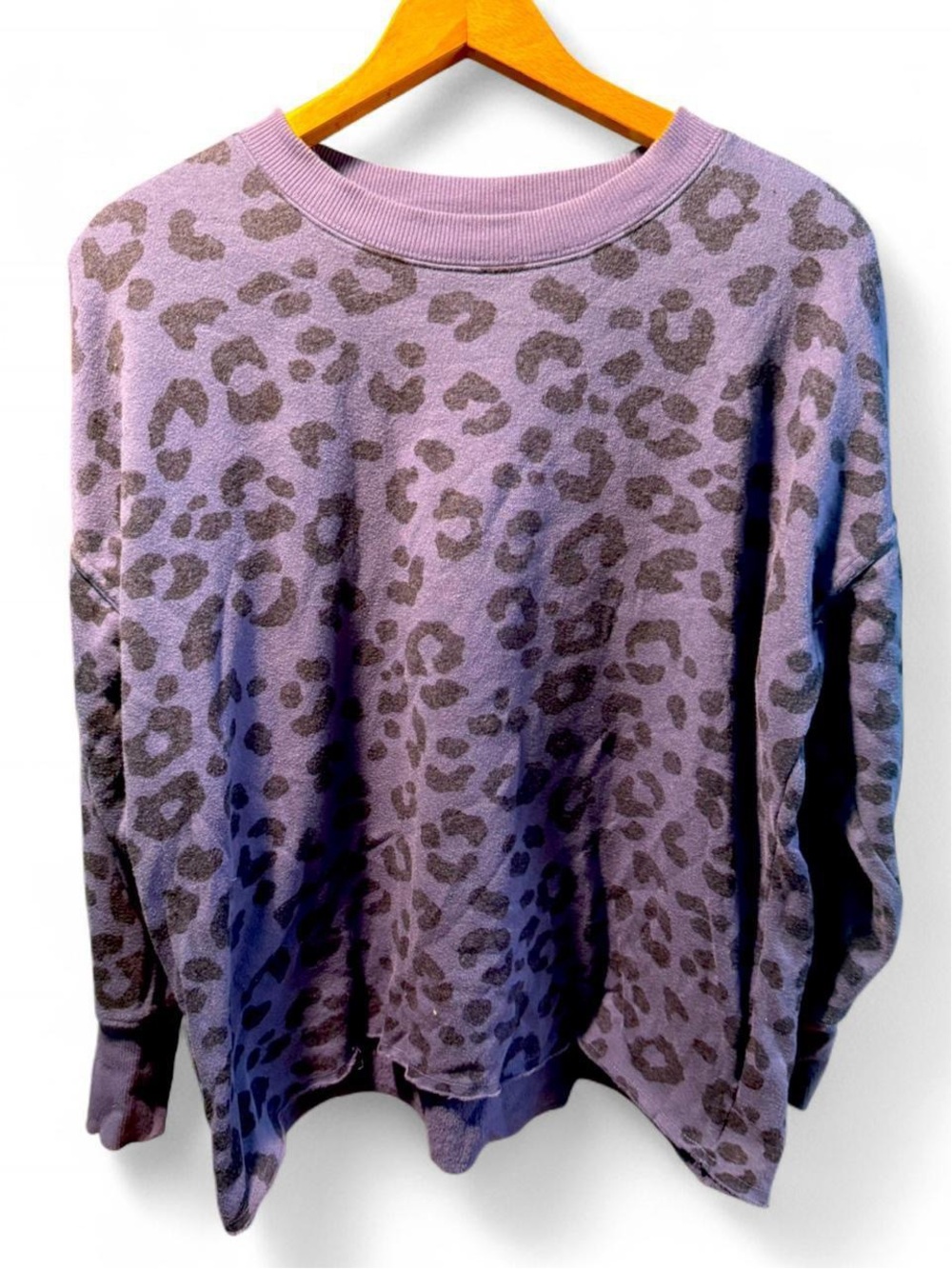 Secret Treasures Lavender Leopard Print Crewneck Sweater